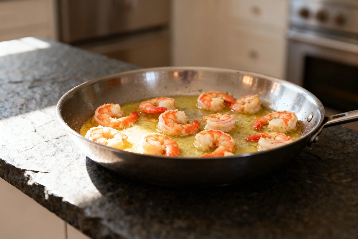pproximately 30–40 degrees, capturing the same portion of keto-friendly shrimp scampi as Image 1. Th
