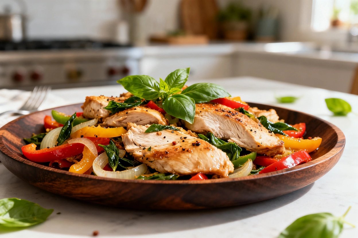 asil Chicken, captured at 30–45 degrees to highlight the texture of the ingredients. The chicken bre