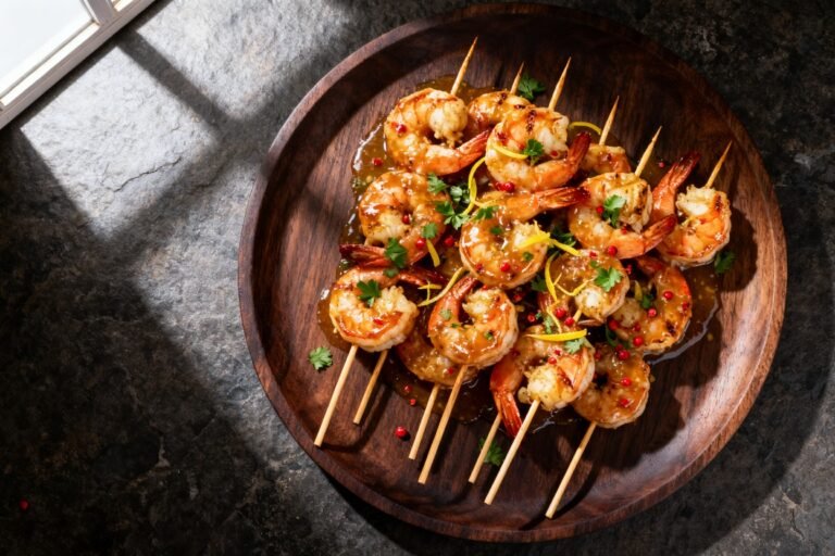 Keto Garlic Butter Shrimp Skewers