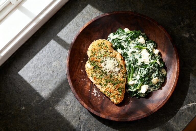 Keto Herb-Crusted Chicken with Creamy Spinach