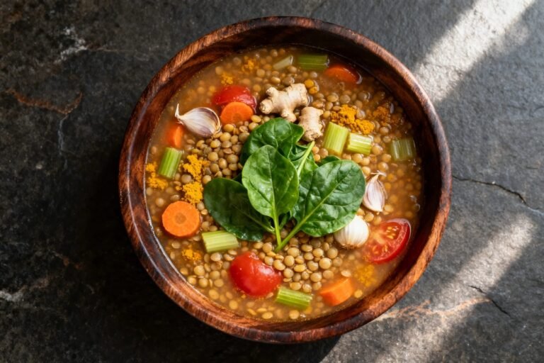 Longevity Turmeric Ginger Lentil Soup