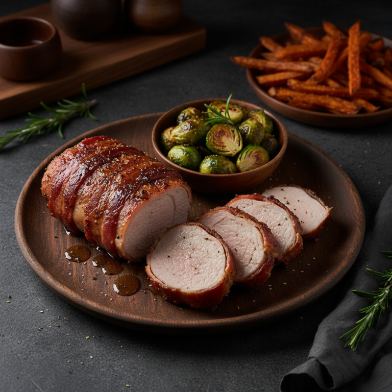 Carnivore Air Fryer Bacon-Wrapped Pork Tenderloin | Kevin Wagonfoot