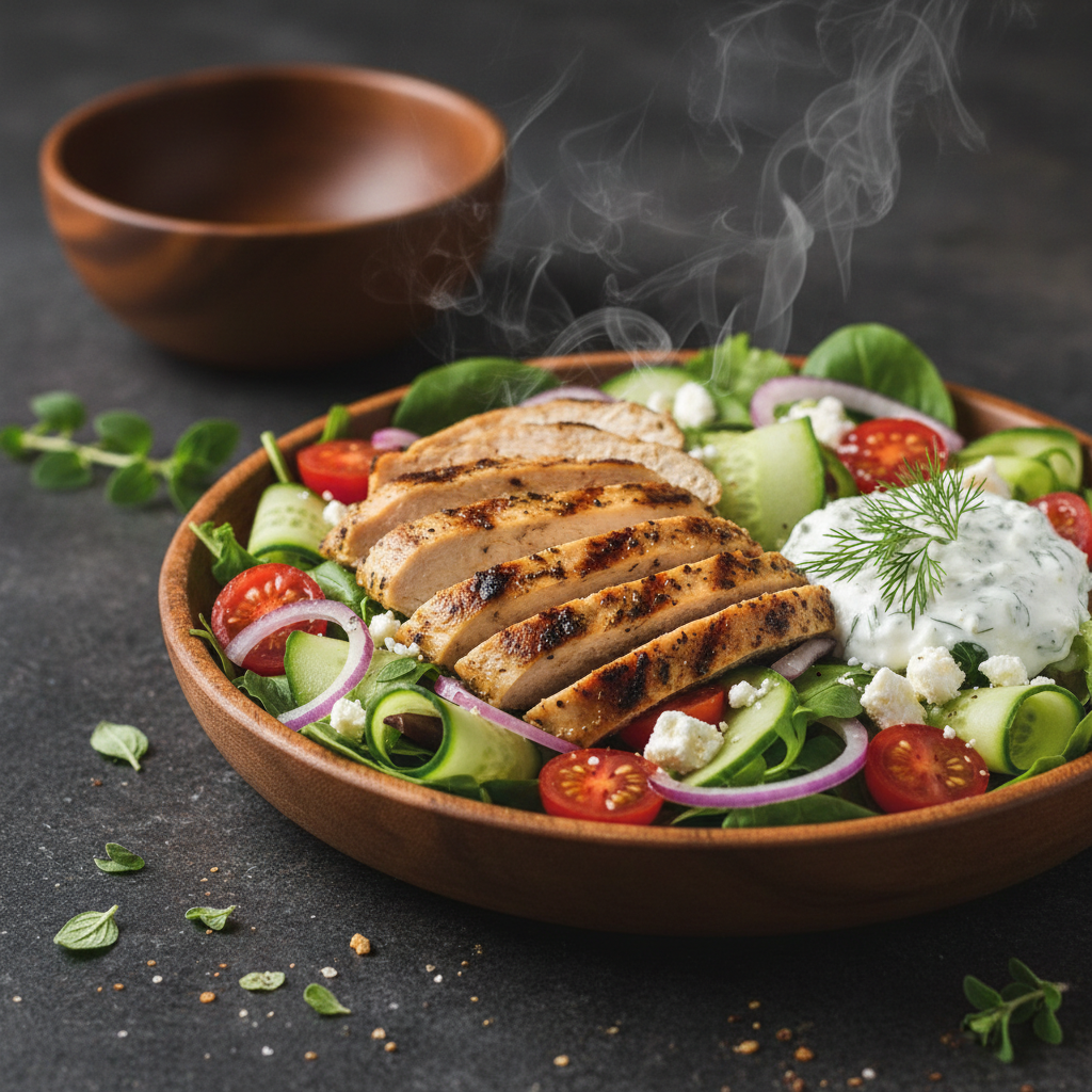 Easy Mediterranean Chicken Gyro Salad