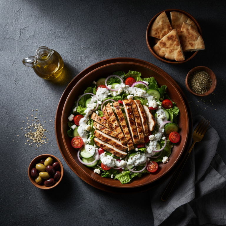 Easy Mediterranean Chicken Gyro Salad | Kevin Wagonfoot