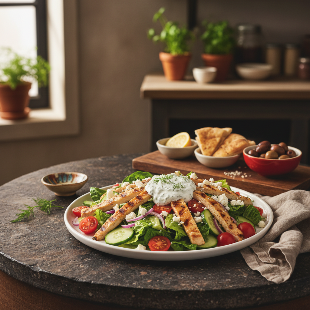 Easy Mediterranean Chicken Gyro Salad