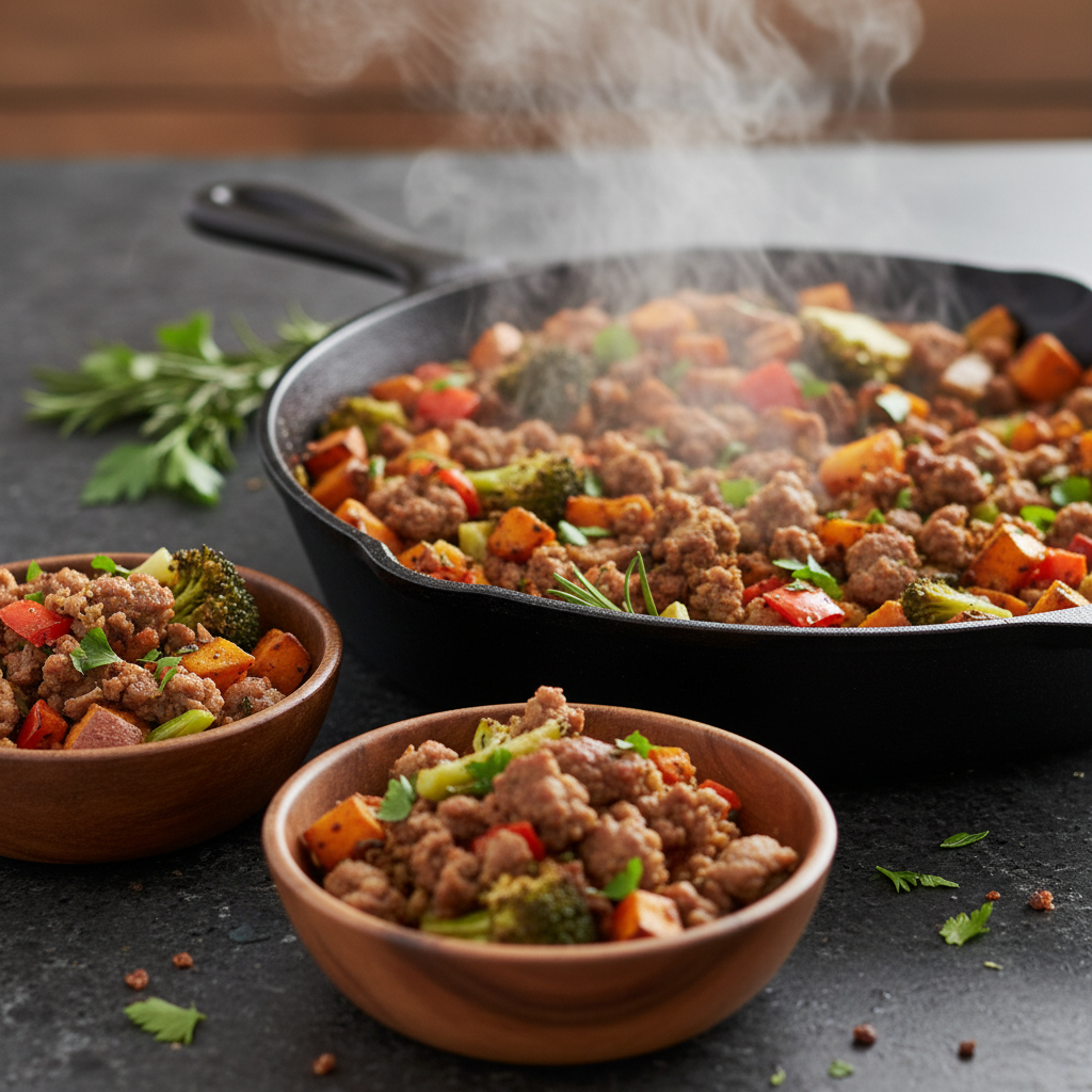 Easy Whole30 Breakfast Sausage and Veggie Skillet