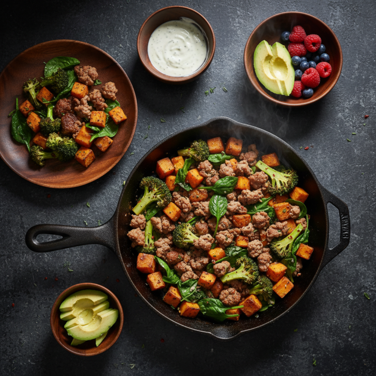Easy Whole30 Breakfast Sausage and Veggie Skillet | Kevin Wagonfoot