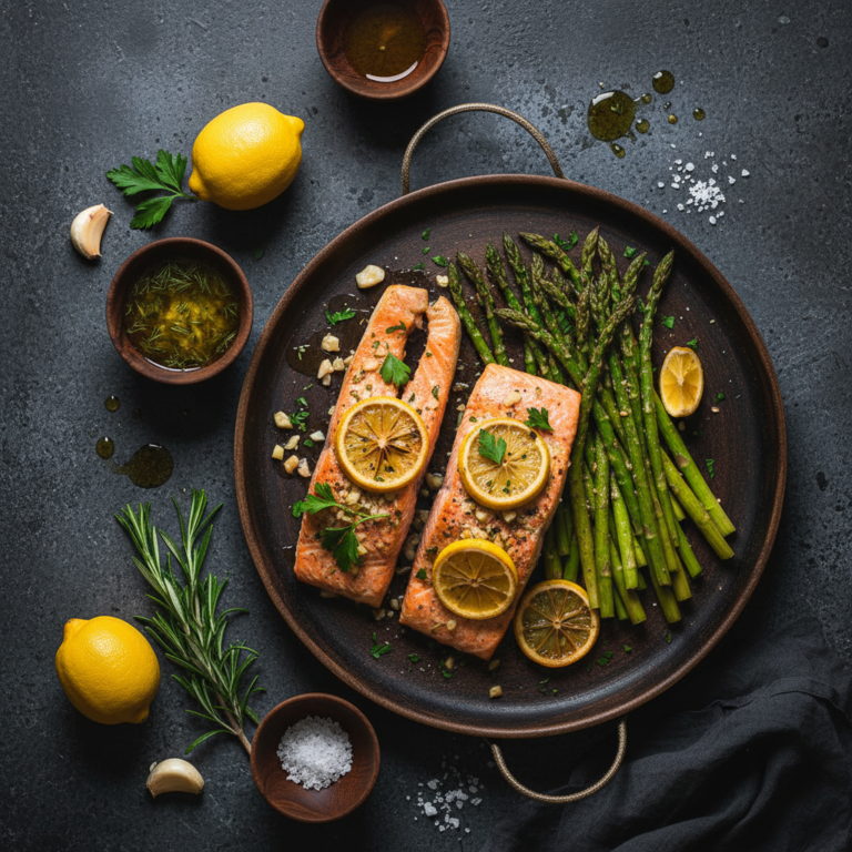 Whole30 Baked Lemon Garlic Salmon and Asparagus | Kevin Wagonfoot