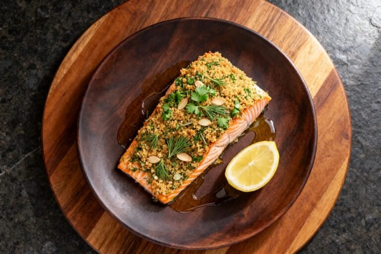 Diabetes Friendly Baked Herb-Crusted Salmon