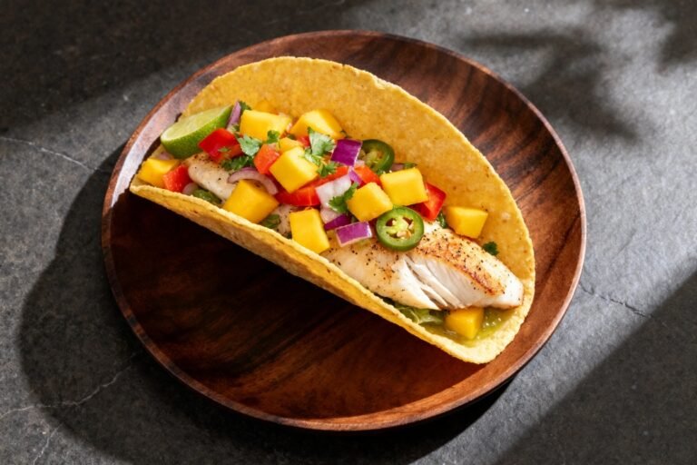 Weeknight Fish Tacos with Mango Salsa