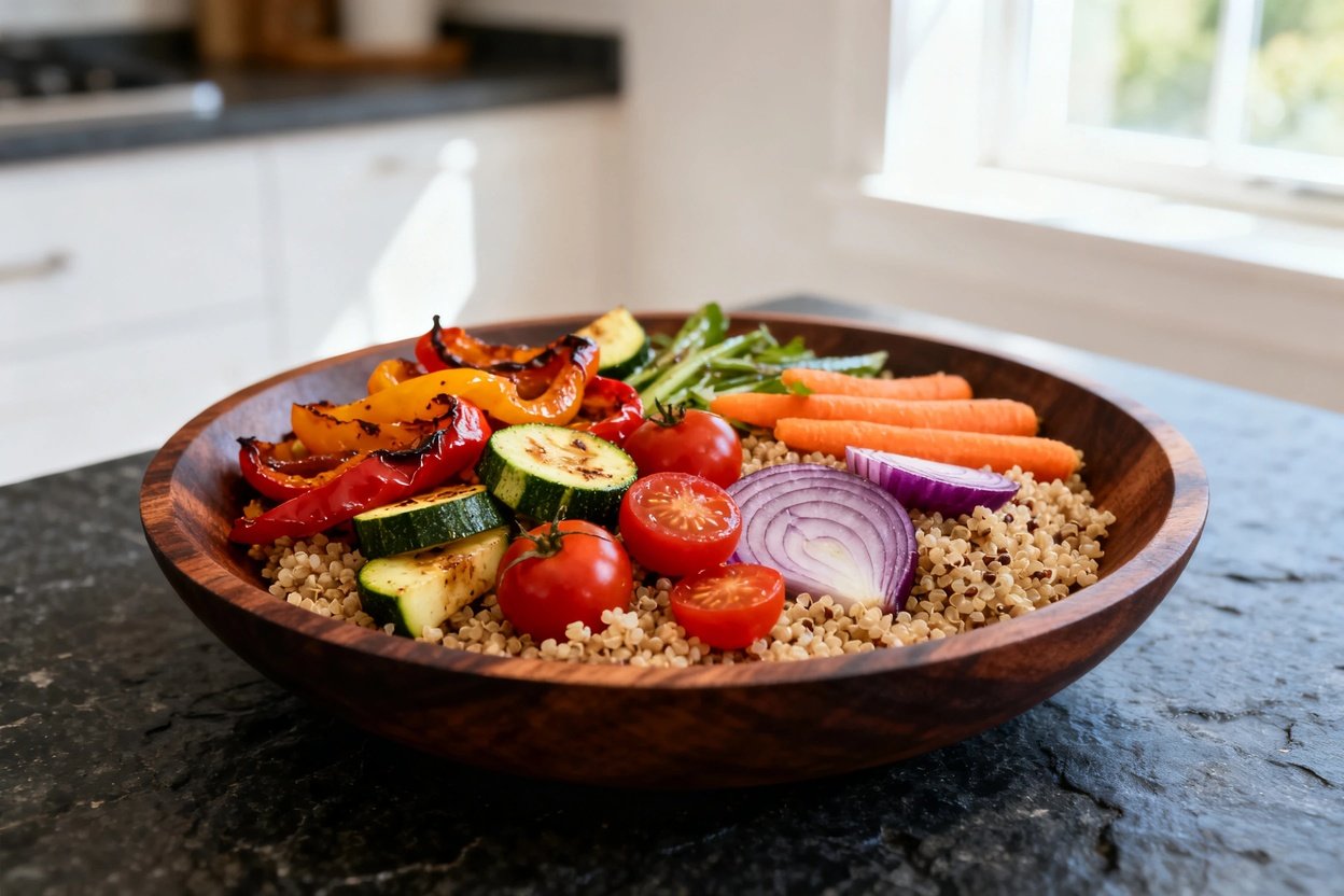 ed Vegetable Bowl as in Image 1, viewed from a slightly angled perspective, approximately 30–40 degr