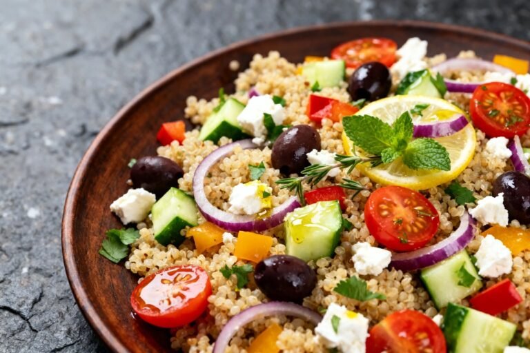 Mediterranean Quinoa Salad with Lemon Thyme Dressing