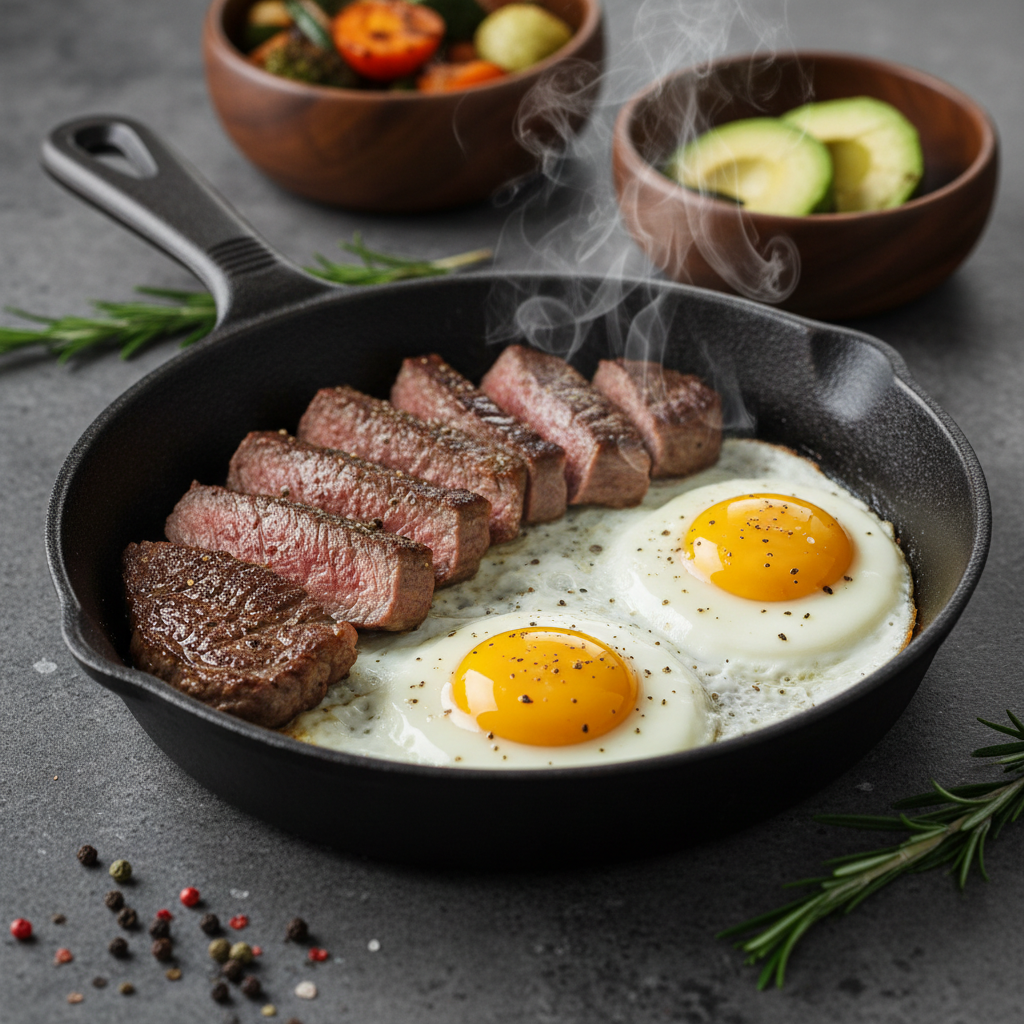 Easy Carnivore Skillet Steak and Fried Eggs