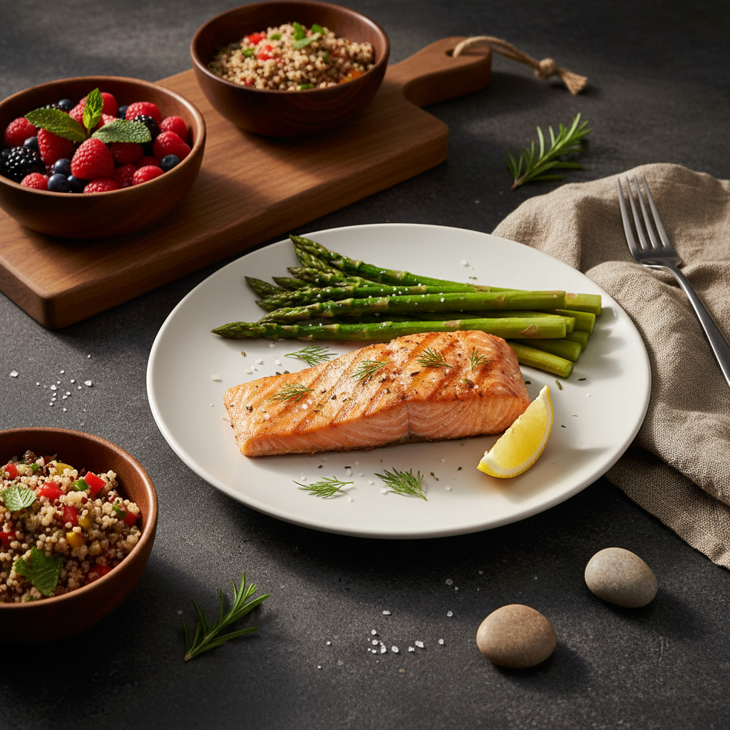 Healthy Diabetic-Friendly Grilled Salmon with Asparagus