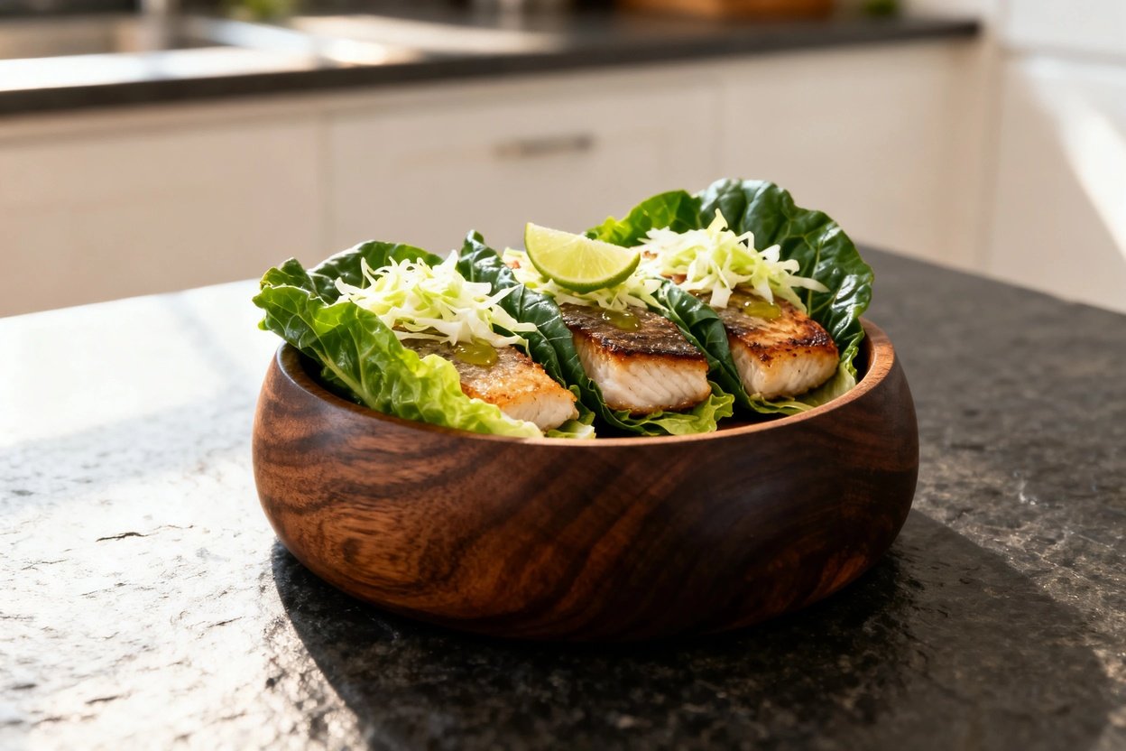 d in lettuce or collard greens with shredded cabbage and lime juice drizzle are shown at a slight an
