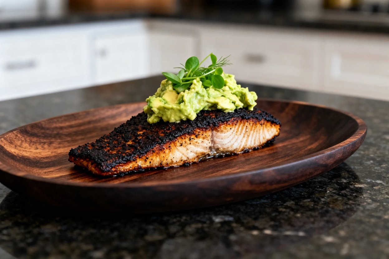 od fillet, captured at approximately 30–45 degrees to emphasize the texture and detail of the food.