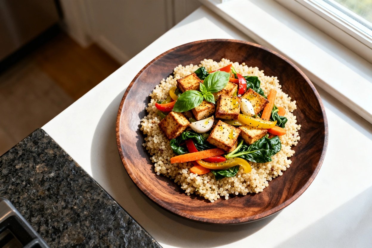 Longevity Plant-Based Quinoa Bowl with Tofu