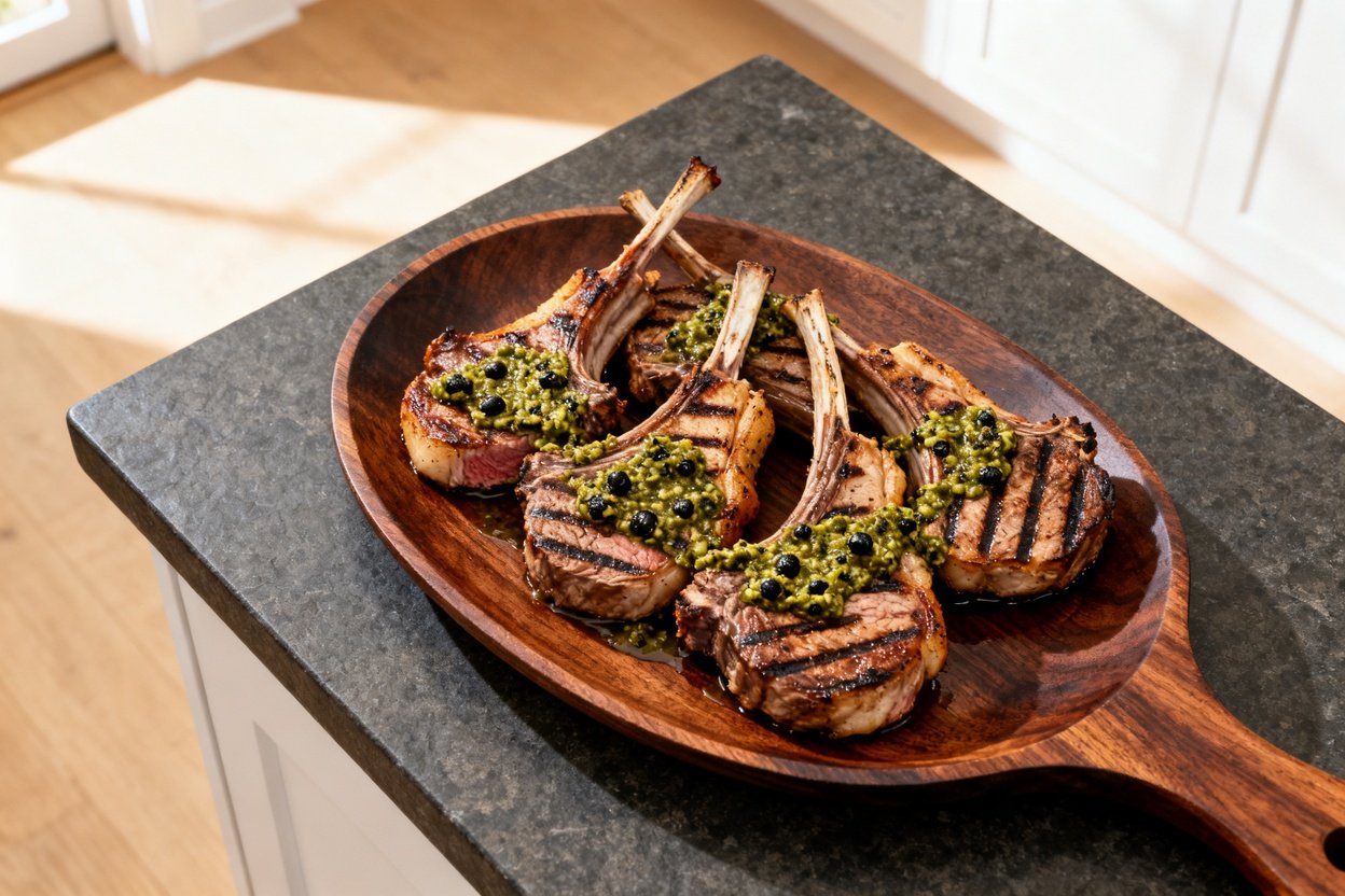 Mediterranean Grilled Lamb Chops with Olive Tapenade