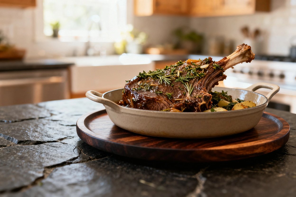Overview of the same comforting Paleo AIP Braised Lamb, maintaining the same presentation as Image 1. The