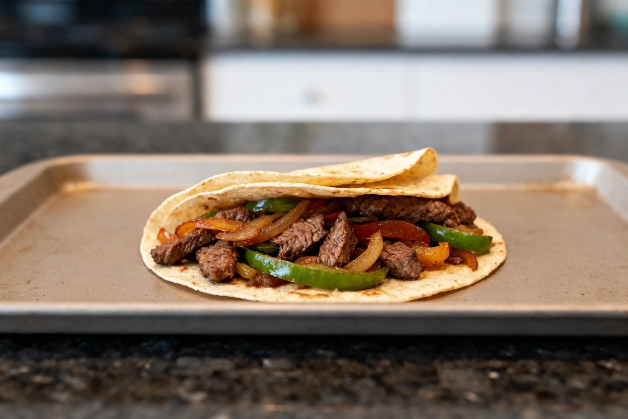 wed from a 30–40 degree angle, adding depth to the presentation. The dish remains centered, emphasiz