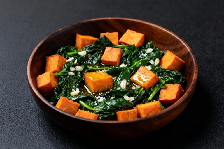 Garlic Spinach & Sweet Potato Skillet | Kevin Wagonfoot