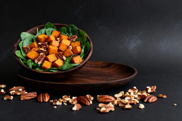 Sweet Potato & Pecan Spinach Salad | Kevin Wagonfoot