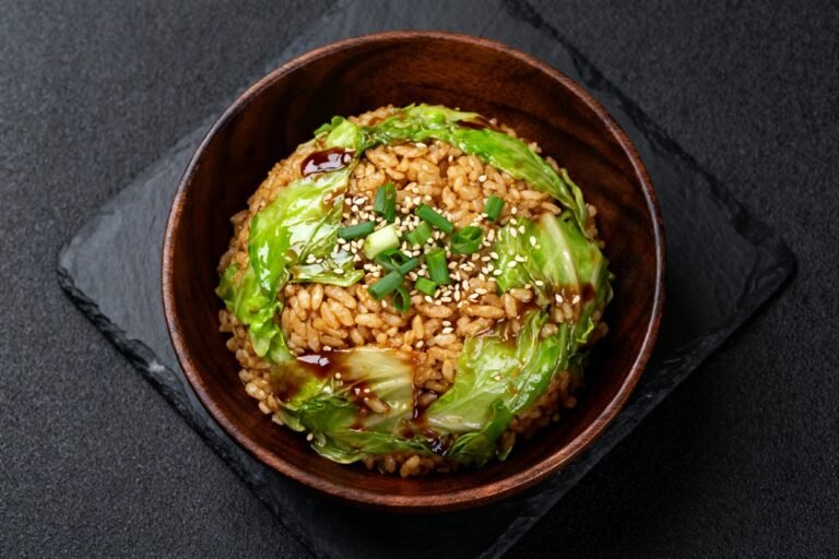 Cabbage ‘Rice’ with Sesame and Scallion Garnish | Kevin Wagonfoot