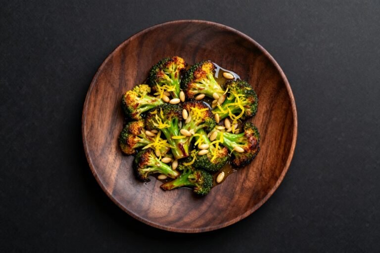 Charred Lemon Garlic Broccoli with Pine Nuts | Kevin Wagonfoot