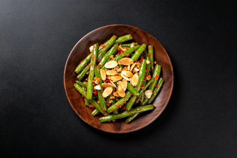 Chili Crisp Green Beans with Toasted Almonds | Kevin Wagonfoot