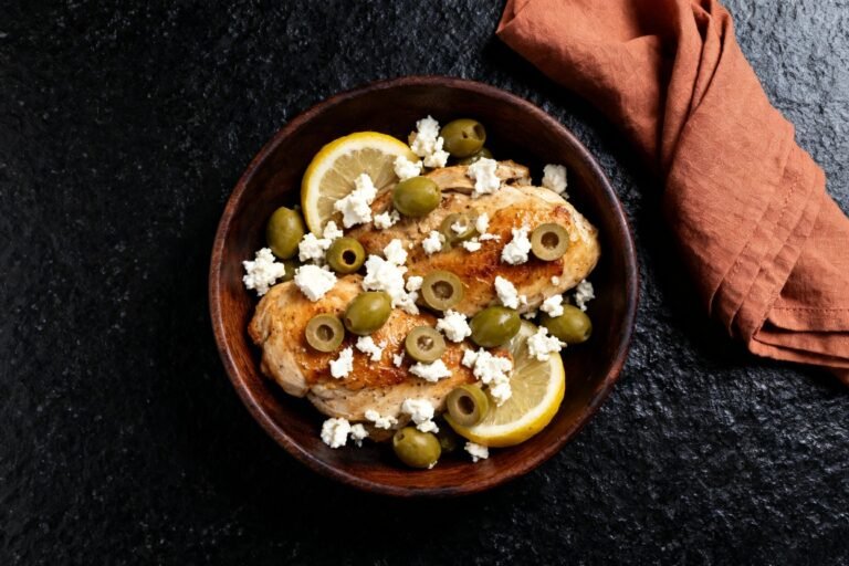 Greek Lemon Chicken with Feta and Olives | Kevin Wagonfoot